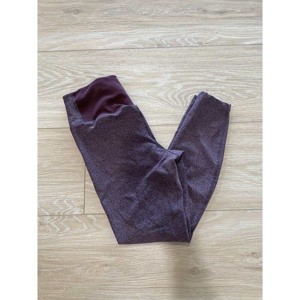 Nike Dri Fit Women Large ONE Legend Leggings Heather Purple Eggplant 25 Stretch